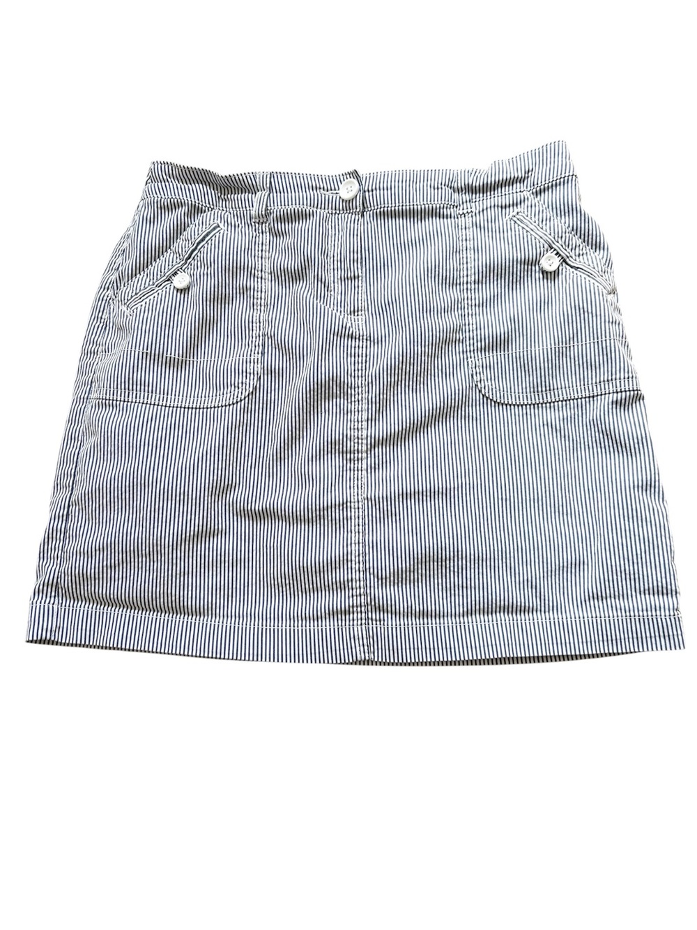 Karen Scott Navy and White Nautical Striped Cotton-blend Skort Size 8P